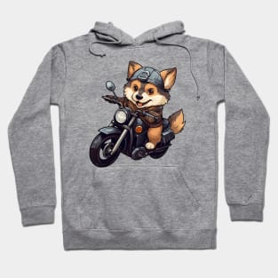 Cartoon Dog Rides Motorcycle to Fun Hoodie